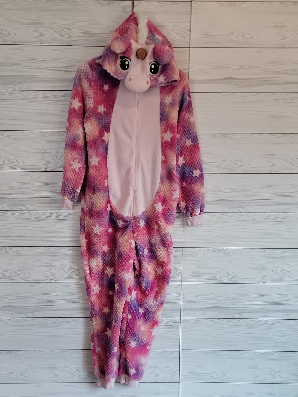 Adult Unicorn Onesie Costume - Plush Hooded Pajamas - Pink Size L